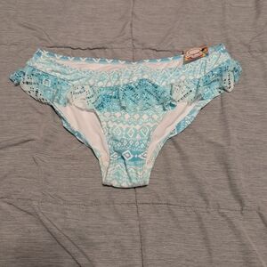 Blue and White Patterned Bikini Bottoms